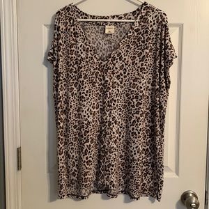 Soma Cool Nights Leopard V-neck short sleeve pajama top XXL